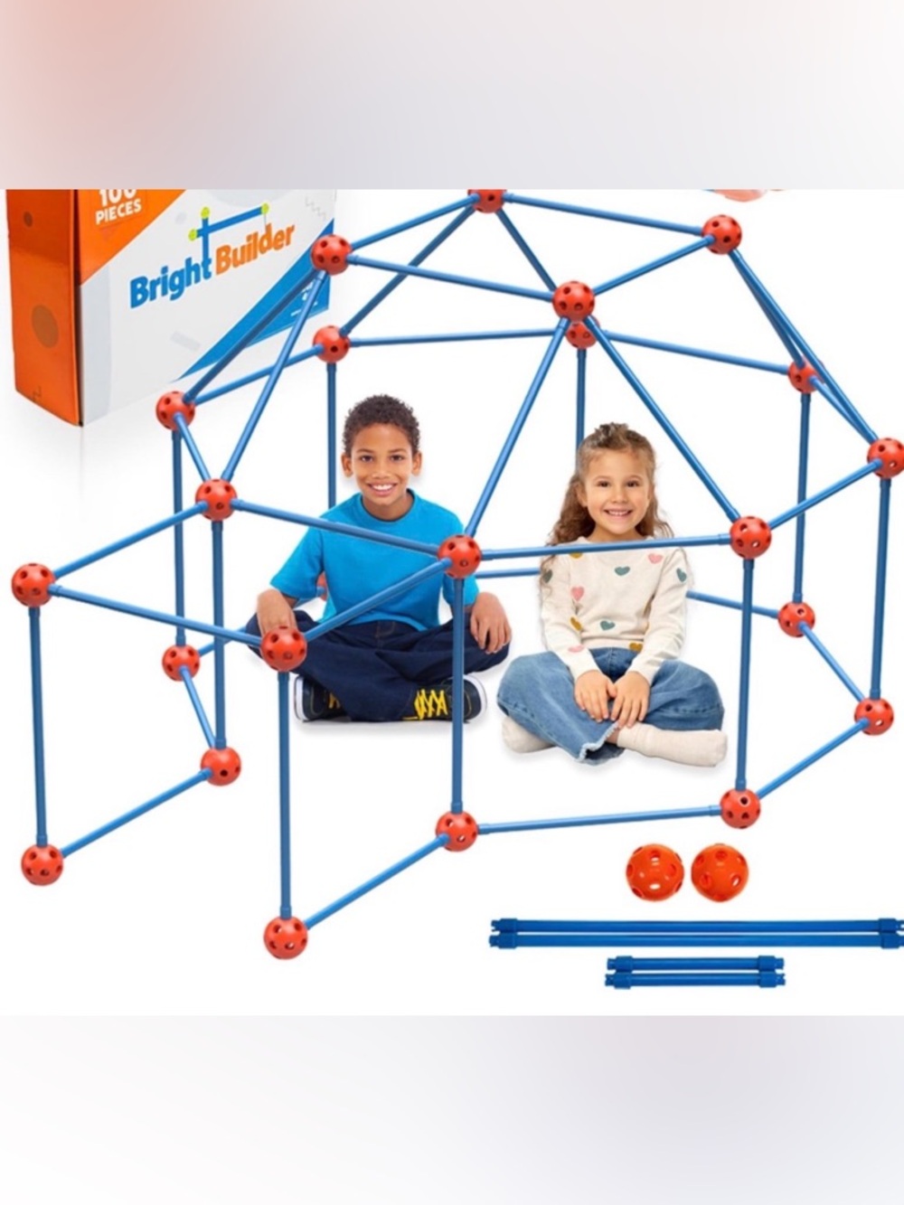 Blue & Red Fort Building Stem Toy Set